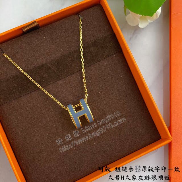 Hermes首飾品 愛馬仕大象灰H琳琅大號項鏈 Hermes對版粗鏈條女士項鏈  zgh1527
